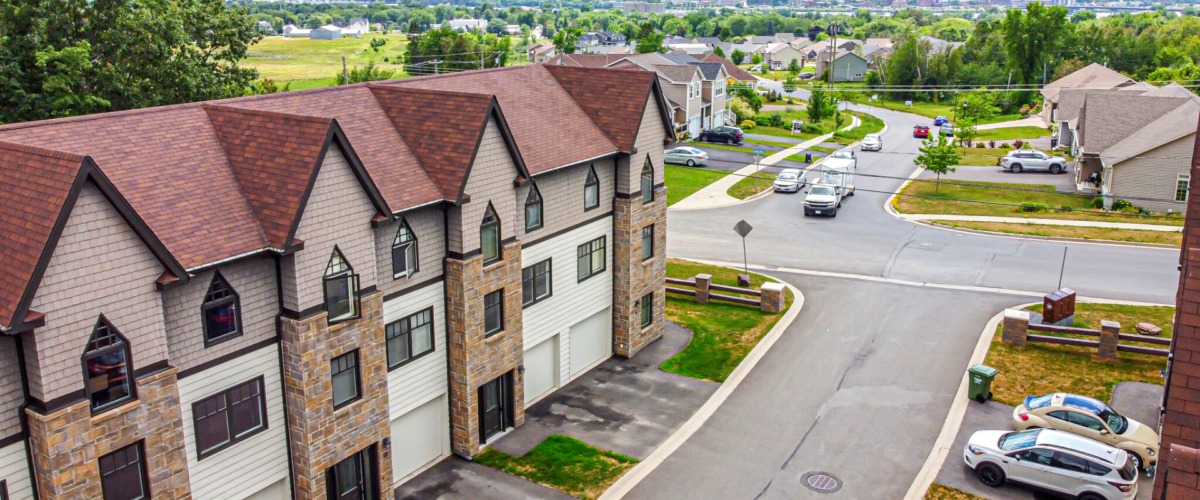Aerial Photo of Brownstone Townhouses in Fredericton
