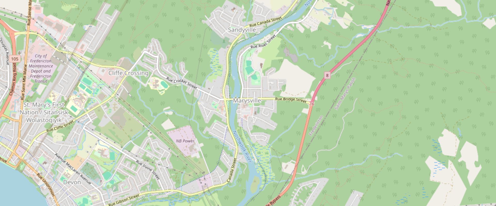 Map of Marysville in Fredericton, New Brunswick